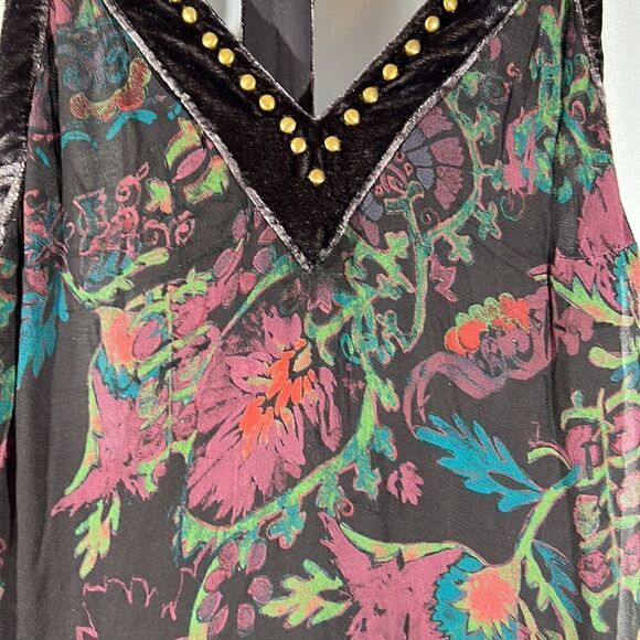 FREE PEOPLE GWENOVERE MAXI DRESS EMBELLISHED BLACK COMBO NEW SMALL - Picture 7 of 8